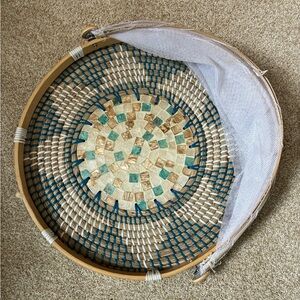 Source Unknown Mosaic Basket - Teal and Beige